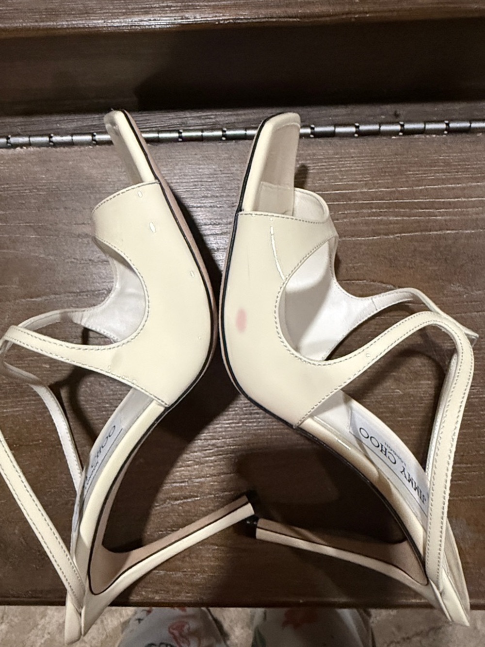 Jimmy Choo Ivory Strappy Square-Toe Heels - Picture 9 of 9